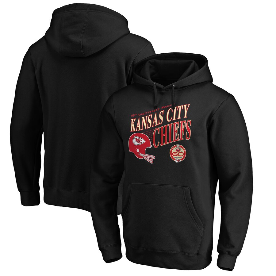 Men Kansas City Chiefs NFL Pro Line by Fanatics Branded 60th Season Logo Rise Pullover Hoodie Black->kansas city chiefs->NFL Jersey